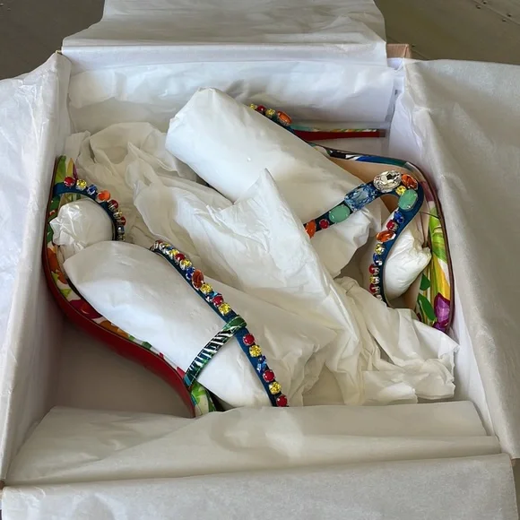 Christian louboutin Rosapetra multi color stiletto sandal 100mm sz 39 - Picture 11 of 11